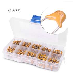 1880club 210000988127 500pcs Electronic Ceramic Capacitor Assorted Kit With Box 10 Value 50v 0.1uf 10uf