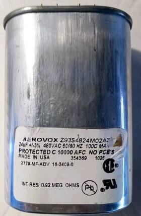 Z93s4824mo2a3 Aerovox 480vac 50/60hz 100c Max Start Run Capacitor
