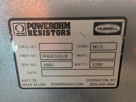 Pf80r1k20-w Allen-bradley Genuine Braking Resistor By Hubbell 80 Ohm 1200w Clean