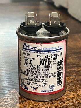 43-21298-43 Amrad R2000/37-156k Motor Run Capacitor 15 Uf 10% 370vac Round-can-2