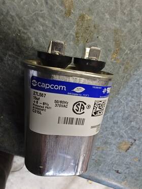27l567 Capcom C315l 15 Uf Mfd 370 Volt Vac Capacitor Run Oval Used - Fuly Working
