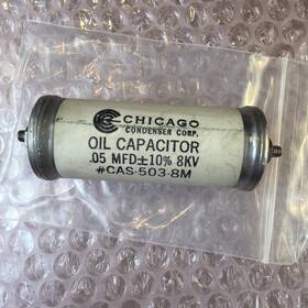 Cas-503-8m Chicago Condenser Glass / Oil Capacitor Pi Caps .05 Mfd 8kv Tested .465 Cas-503-8m Chicago Condenser Glass / Oil Capacitor Pi Caps .05 Mfd 8kv Tested .465