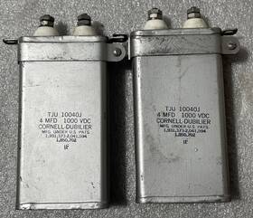 10040j Cornell Dubilier Vintage Cornell- Dublier 4uf 1000v Dc Oil Capacitor Mfd 4mfd 1000vdc 2 Ea