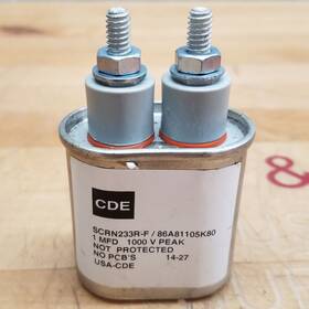 86a81105k80 Cornell Dubilier Scrn233r-f Capacitor Paper Film 1uf 1kvdc 2 Pin