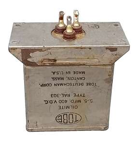 Trs-10012 Dc Tobe Deutschman Oilmite Capacitor 5-5 Mfd 400 Volts D.c. Used Usa Tested