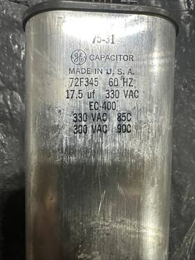 72f345 Ge Genuine Motor Run Capacitors 17.5 Mfd 370 Vac Oval 60hz Preowned