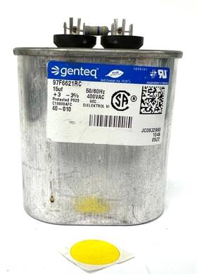 97f6621rc Genteq Capacitor 400vac 15uf Oil Filled Oval 50/60hz Oal 3 Inch