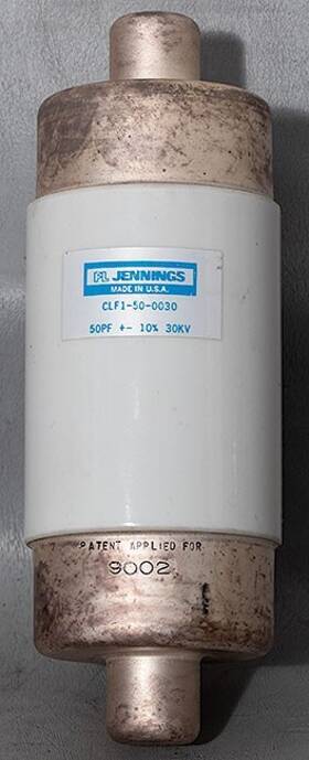 Clf1-50-0030 Jennings 50 Pf 30 Kv-peak 20kv Work 75 A Rms Vacuum Fixed Capacitor