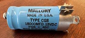 235-8002k Mallory Cgs 1800mfd 15vdc Pos 85c Max Surge 20vdc Capactor