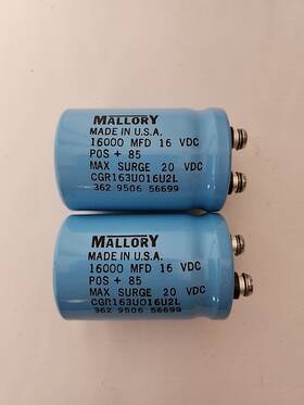 Cgr163u0116u2l Mallory 2 Ea Capacitors Pn 16000 Uf 16 Vdc- Removed From Nos