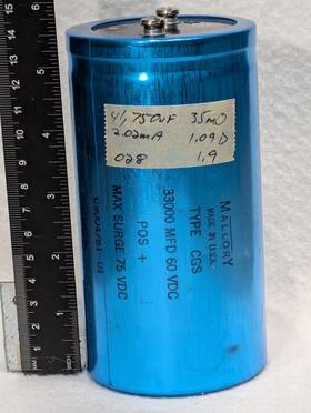 Cgs333u075x5l8pl Mallory 33 000uf Nominal 75v 35 M Esr Cgs Series Capacitor