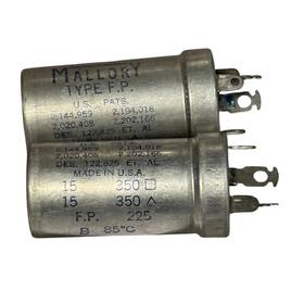 Fp-225 Mallory Vintage Fp 225 Electrolytic Capacitor 2x15uf 350v Can Lug Usa Lot Of 2