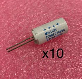 Mtv100de50 Mallory 100mfd 50vdc Capacitor Lot Of 10