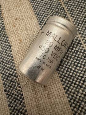Tc75a Mallory Capacitor 20mfd 450vdc - Made In Usa