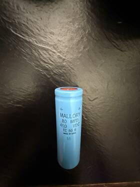 Tc80b Mallory 80 Uf 450v Electrolytic Capacitor - Missing Both Terminal Ends