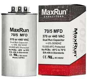 Maxrun 744110607826 70 5 Mfd Uf 370 Or 440 Volt Vac Round Motor Dual Run Capacitor