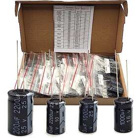 Minidodoca 754422207638 Capacitors 25 Values 504pcs 0.1uf 2200uf Assortment Kit 10v/16v/25v/35v/50v A