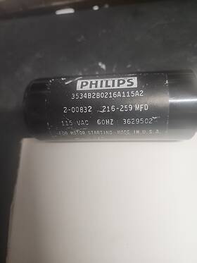 3534b2b0216a115a2 Philips 3534b2b0216a115a2. 216-259mfd 115 Vac 60hz 2-00832 3629502 Capacitor