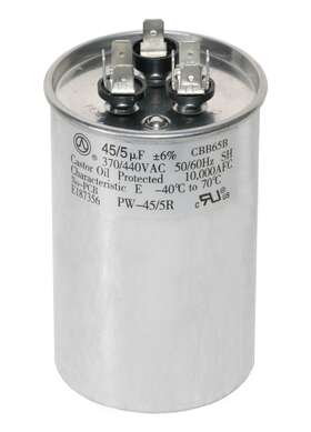 Pw-45 Powerwell 445052783779 45 5 Mfd 45/5 Uf 370 Or 440 Volt Dual Run Round Capacitor Pw-45/5/r Fo