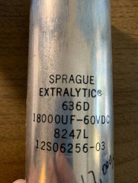 12s06256-03 Sprague 636d Capacitor 18 000 Mfd 60wvdc Screw Top Good Used