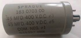 183-2353-010 Sprague Rare Dual Section Capacitor Octal Base 45uf 400v Made In Usa D35397 Nos