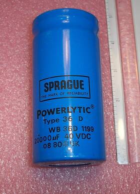 36d1199 Sprague Qty 1 20 000uf 40vdc Computer Grade Inch Powerlytic Used