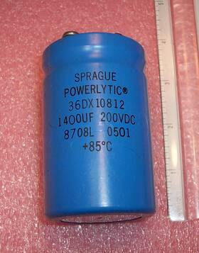 36dx10812 Sprague Qty 1 1400uf 200vdc 85ft Computer Grade Inch Powerlytic Used