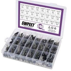 Swpeet 445033439435 240pcs 24 Kinds Different Electrolytic Capacitors Range 0.1uf 1000uf Asso