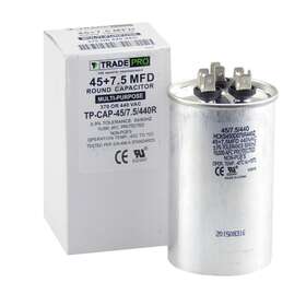 Tradepro 742488699276 45/7.5 Mfd Replaces Both 440 And 370 Volt Round Run Capacitors Dual Capacitor
