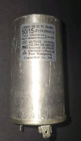 Cbb65 Wuxi 778992144216 Dual Run Capacitor 250vac 250v 50/15 Uf 40/70/21