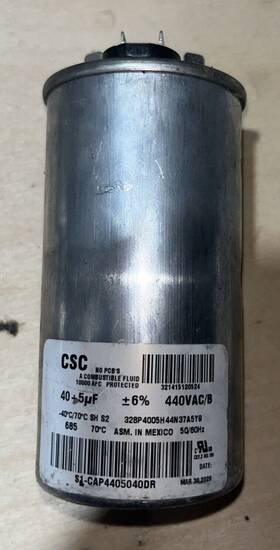S1-cap4405040dr York Capacitor 440v 40/5 Used