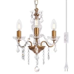 Plug Chandelier With Glass Crystals, 3-LIGHT Vintage Gold Miniature Crysta.... Fixed Price $94.07.