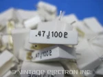 Plessey Radial Metallized Film Box Capacitors: 0.47UF 5% 100V Dynaco 260474. Fixed Price $9.95.
