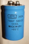 Nippon Chemi-con 36DA Capacitor 750UF 500VDC 9413L Vintage Usa Nos New W/ Screws. Fixed Price $35.00.