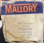 Mallory Capacitor PSU7230, 72-87 Mfd 330VAC Dci 114326-21420. Fixed Price $12.99.
