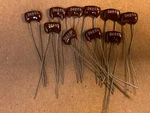Lot Of 10 Nos Vintage Pf 500V Silver Mica Capacitors .000024 Uf Elmenco. Fixed Price $13.00.