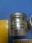 Capacitors Aluminum 5300UF 60VDC, Sprague Extralytic 622D ( One ). Fixed Price $13.00.