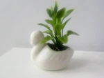 Dollhouse Miniature Ceramic Swan Pot With Plant Flowers 1:12 Scale. Fixed Price $6.00.