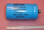 QTY(1) 2500UF 50VDC 85' Computer Grade Capacitor CG252U050U3C Mallory Nos. Fixed Price $14.99.