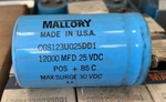 Capacitor Aluminum Mallory CGS123U025DD1 Screw Terminal 12000 Uf Mfd 25V. Fixed Price $23.00.