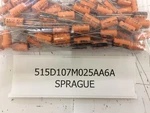 515D107M025AA6A Sprague Cap Alum Lytic 100 Uf 25V Radial 40 Pieces. Fixed Price $14.40.