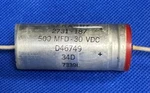 Sprague 7339L Axial Capacitor 500 Mfd - 30 Vdc 34D. Fixed Price $11.50.