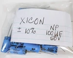 Lot Of 9 Xicon Capacitor 50V 100UF Non-polarized Electrolytic Aluminum +/- 10%. Fixed Price $15.00.