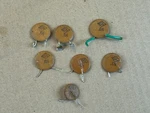 6 Vintage 1957 Crl .01 Uf 500V Ceramic Disk Capacitors Centralab Tube Amp Caps. Fixed Price $13.00.