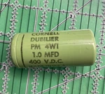 Cornell-dubilier Molded Axial Capacitor 1UF 400V PM4W1 Greenie Vintage. Fixed Price $19.03.