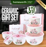 Homeworth 3PCS Ceramic Bowl Gift Set With Airtight Lid And Premium Box. Fixed Price $69.99.