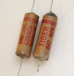 Pair Of Vintage Wax Capacitors - Cornell Dubilier Tiger .047UF 600V Tested. Fixed Price $64.50.