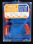 4 Nos Sprague Orange Drops .03 F 600VDC Capacitors *new* 6PS-S30. Fixed Price $40.00.