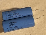 (2) Sprague Atom Tva 1963 Capacitor 10UF 600VDC 9407H235 Usa Made Vintage Vtg. Fixed Price $49.99.