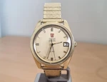 Omega F300HZ Gold Cap Dial Dated Swiss J Tuning Fork Watch Cal 1250. Fixed Price $516.71.